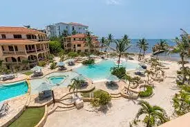 Beachfront resort setting in San Pedro, Belize