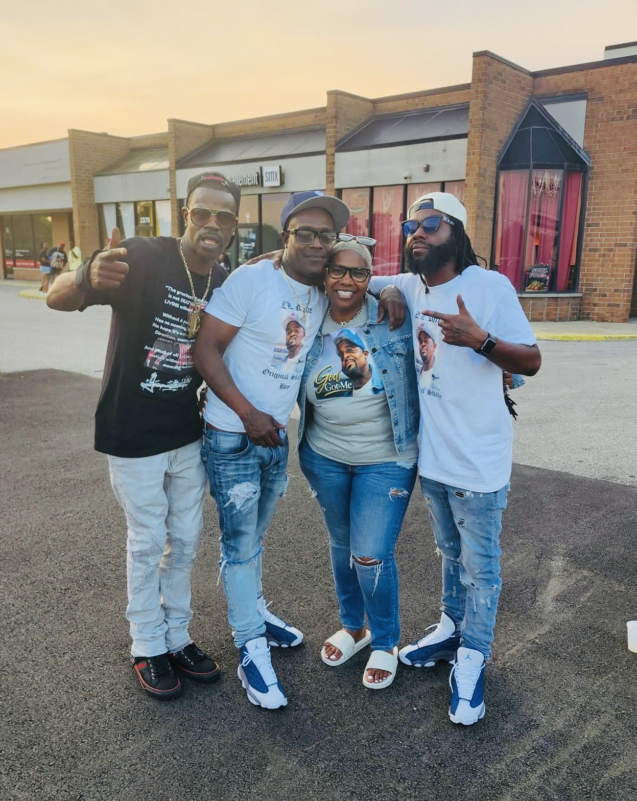 David Hawkins with his cousin Cedric Hawkins, Cedric's brother Derek, and their cousin