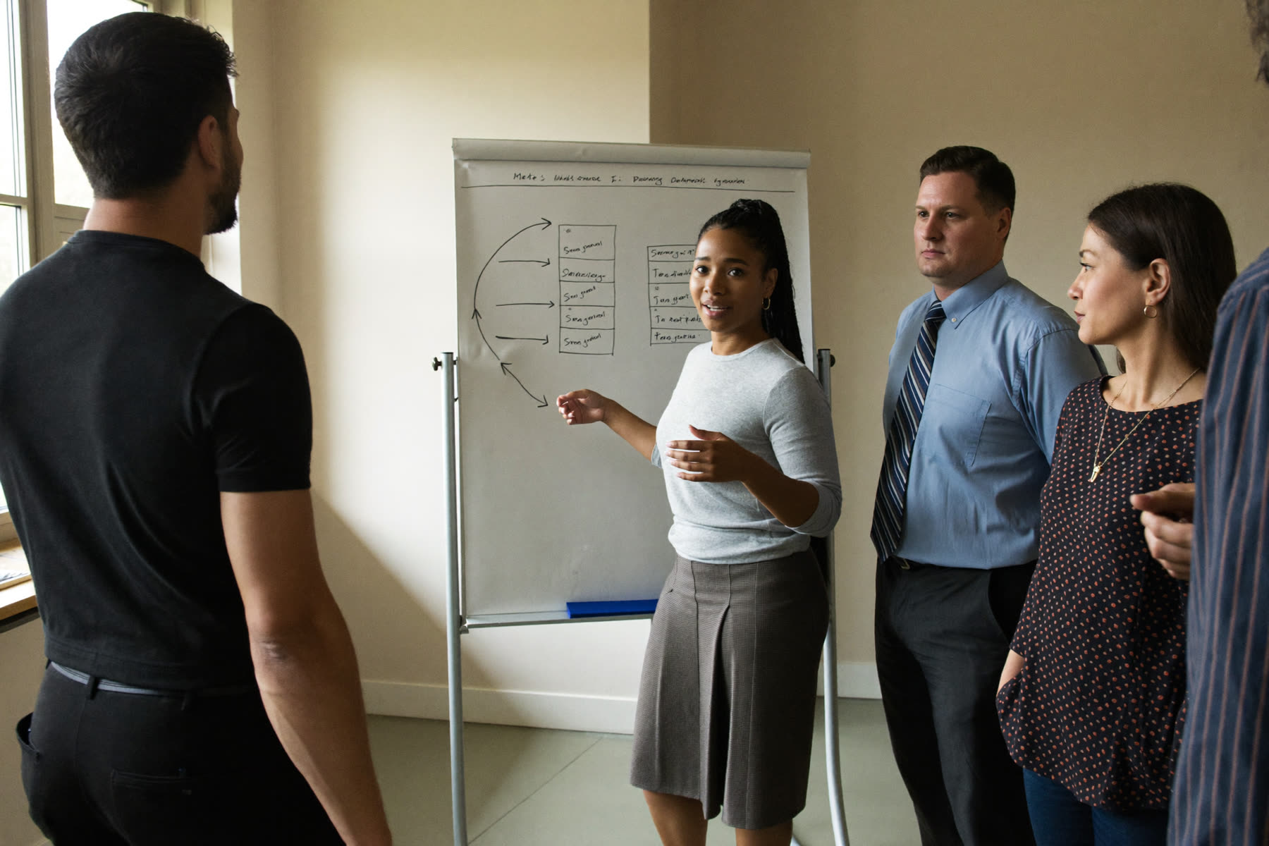 A group planning together at a flip chart